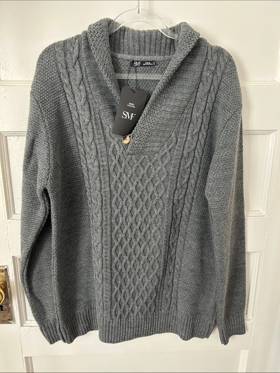 SMF Other - SMF - Shawl Collar Pullover Cable Knit Sweater, Men's XL, Gray, NWT